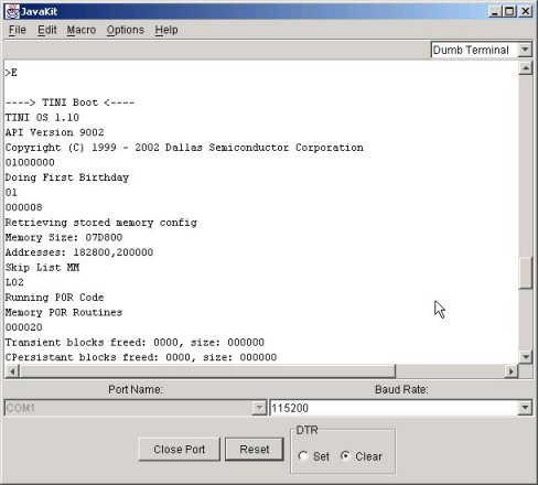 Вид экрана JavaKit после старта firmware 1.10